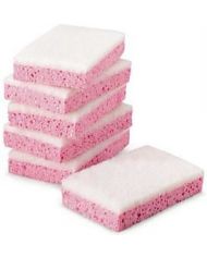 TAMPON EPONGE A RECURER ROSE ET BLANC - PAQUET DE 10