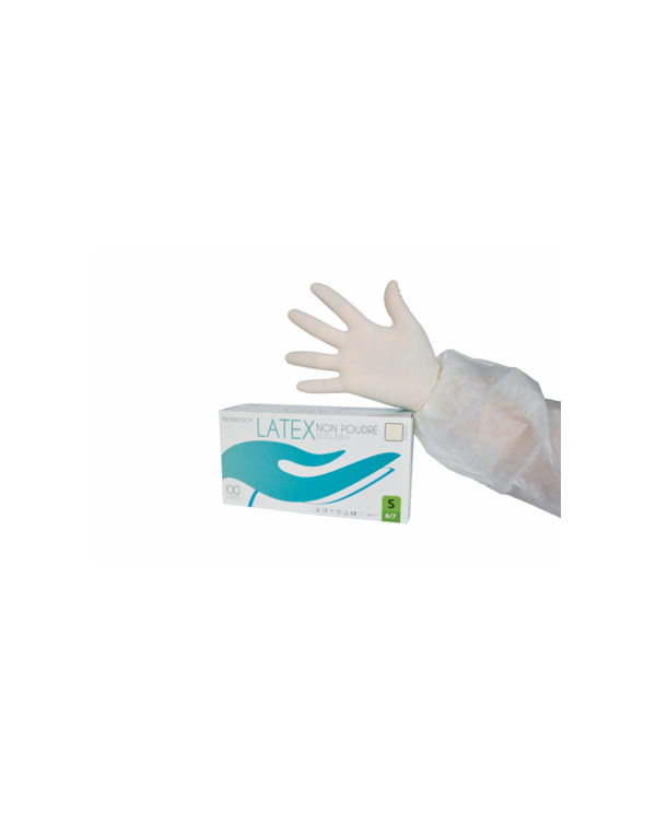 GANTS LATEX NON POUDRES S - BOITE DE 100 GANTS