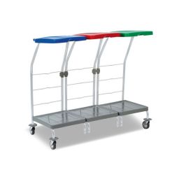 CHARIOT DE RAMASSAGE DU LINGE 3 SUPPORTS AVEC PEDALE