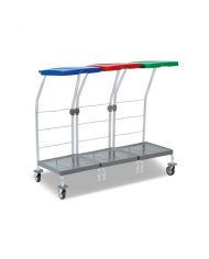 CHARIOT DE RAMASSAGE DU LINGE 3 SUPPORTS AVEC PEDALE