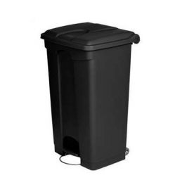 POUBELLE NOIRE 90 LITRES A ROULETTE