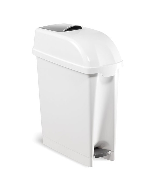 POUBELLE PLASTIQUE BLANCHE A COUVERCLE BASCULANT 10L