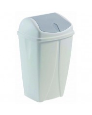 POUBELLE PLASTIQUE BLANCHE A COUVERCLE BASCULANT 50L
