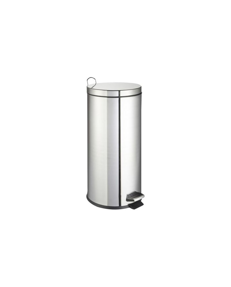 POUBELLE INOX A PEDALE SUR ROULETTES 50L H:610MM Ø370MM