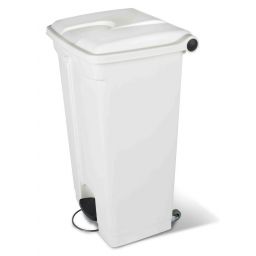 CONTAINER PLASTIQUE 90L COUVERCLE BLANC AVEC ROULETTES