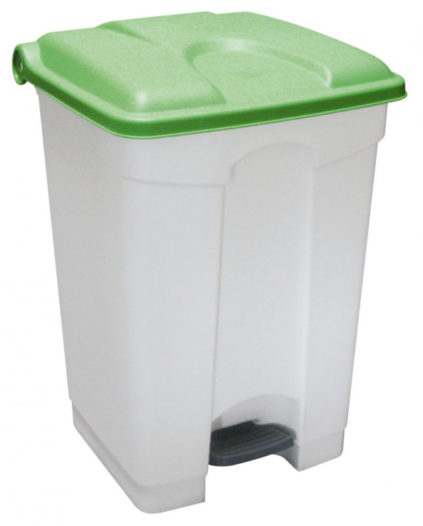 CONTAINER PLASTIQUE 90L COUVERCLE BLANC AVEC ROULETTES